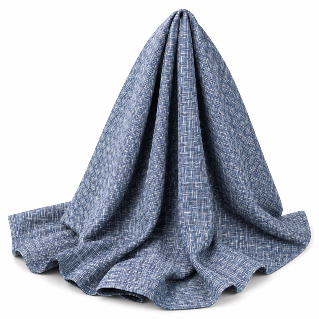 Premium Blue Abstract Check Suiting Fabric