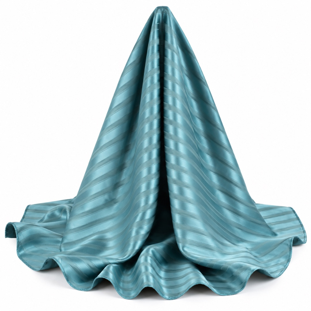 Luxury Teal Stripe satin Fabric