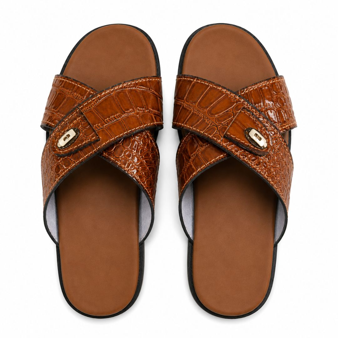 Brown Crocodile Pattern Sandals