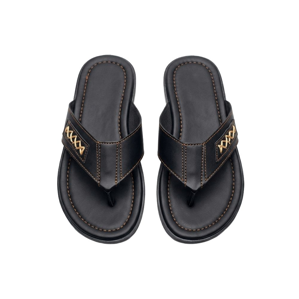 Mens Casual Black Thong Style Leather Sandals