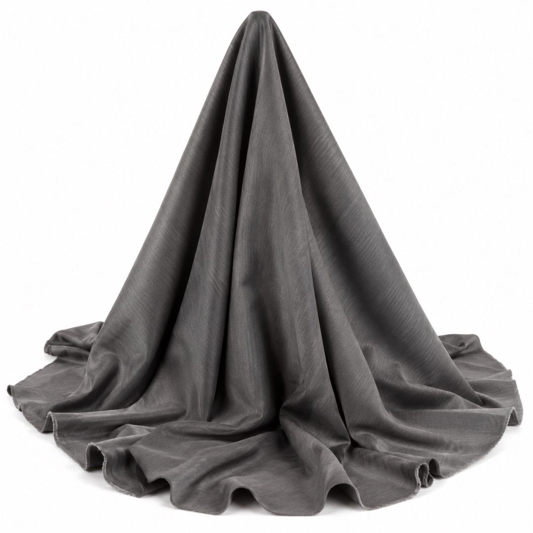 Luxury Charcoal Black Textured Crepe Fabric