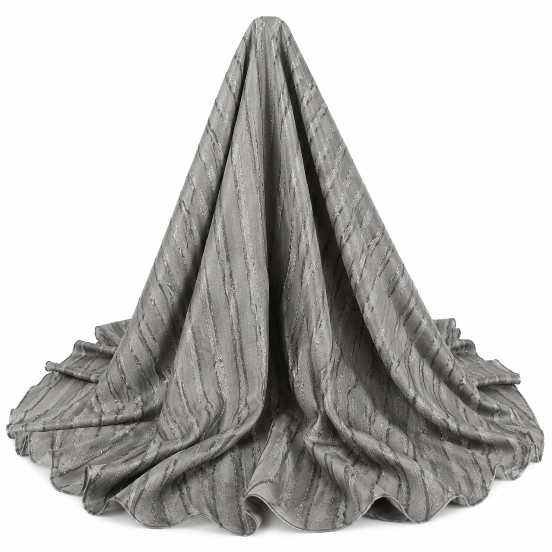 Luxury Silver Stripe Organza Fabric