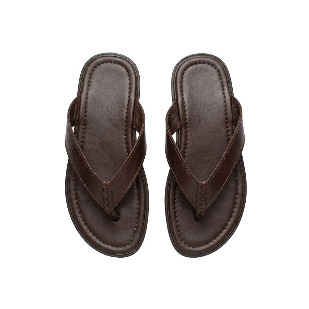 Mens Brown Leather Thong Sandals