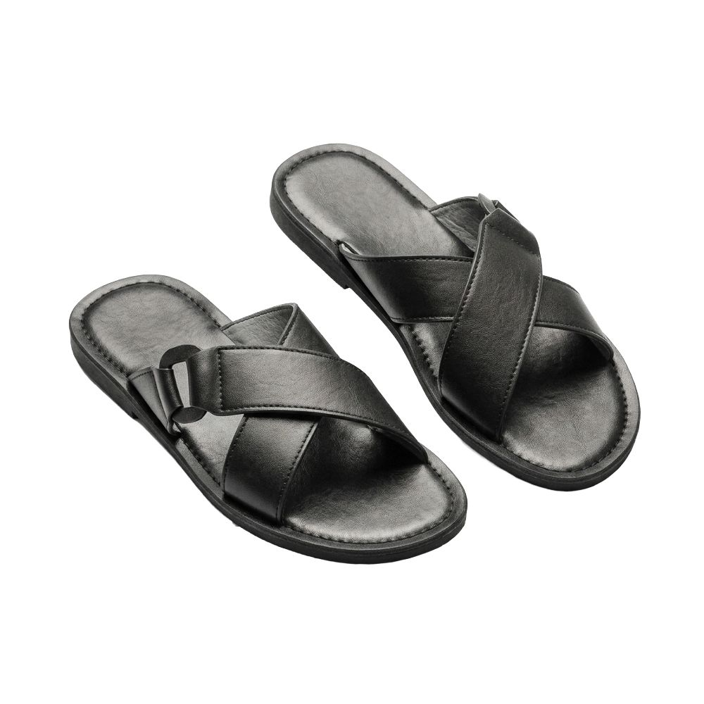 Mens Cross Strap Leather Sandals