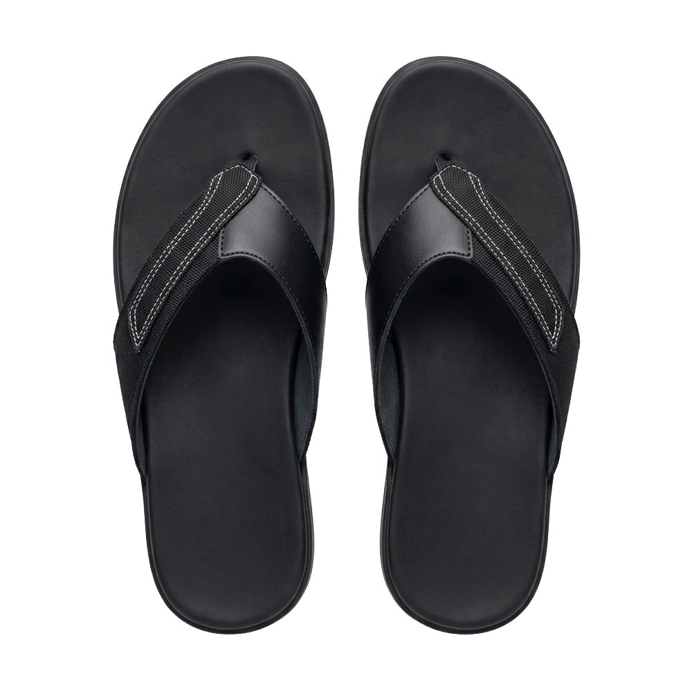 Mens Contrast Stitched Black Thong Sandals