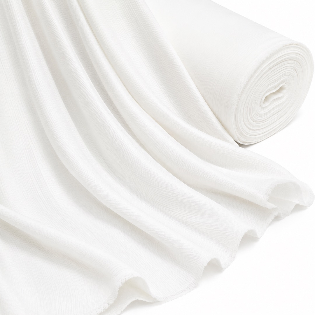 Premium White Textured Crepe Fabric