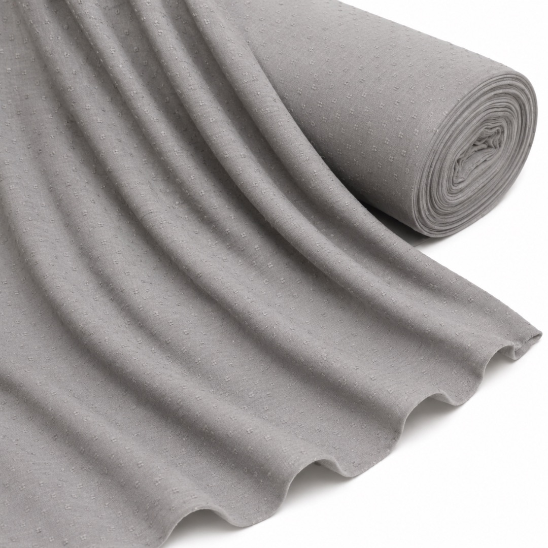 Premium grey Textured Swiss Dot senator Fabric