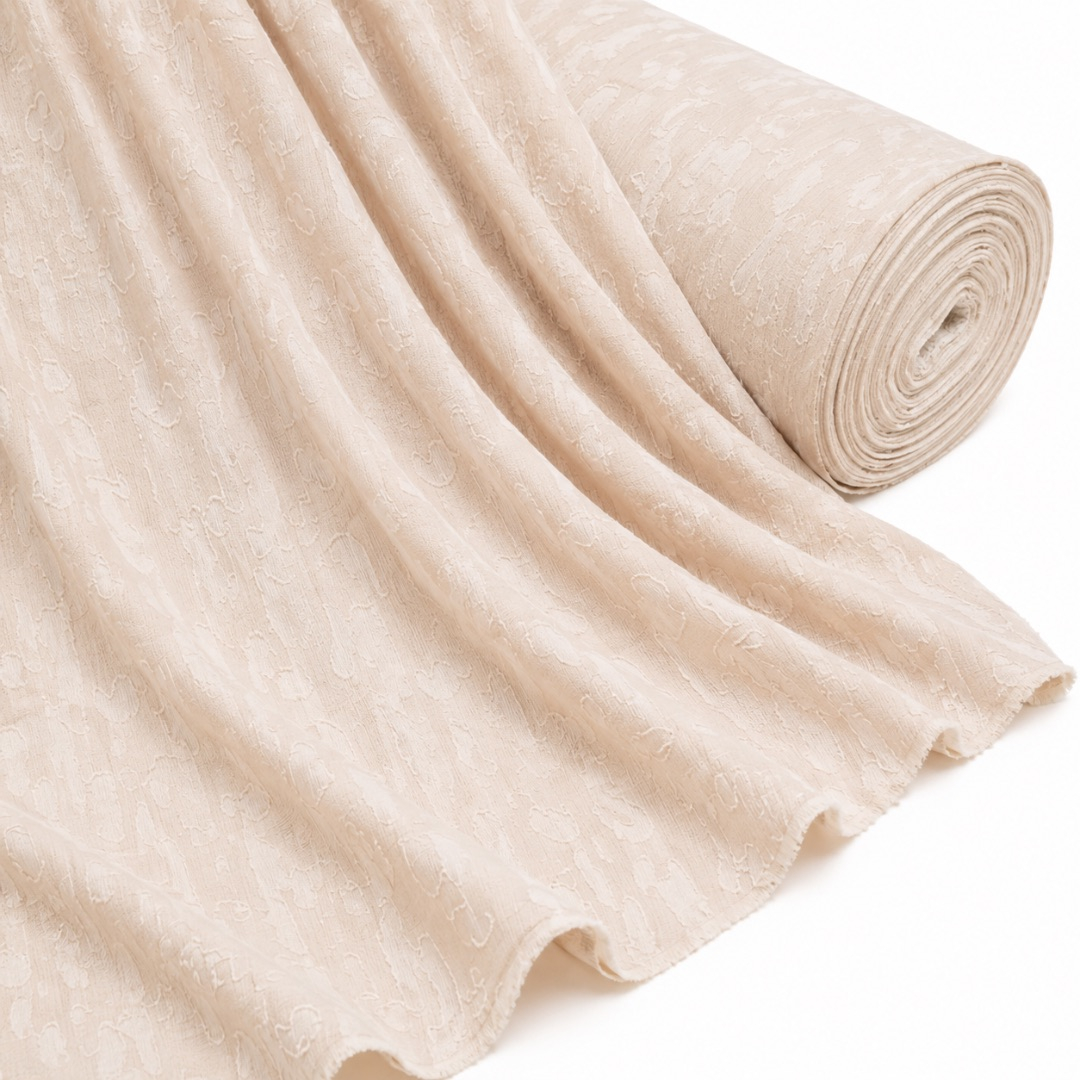 Premium Ivory Textured Jacquard Fabric