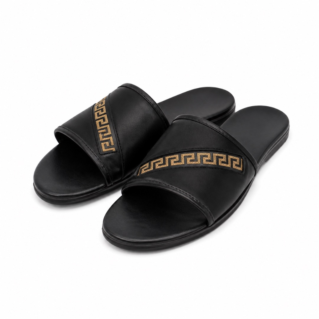 Luxury  Black Designer Slide Sandals