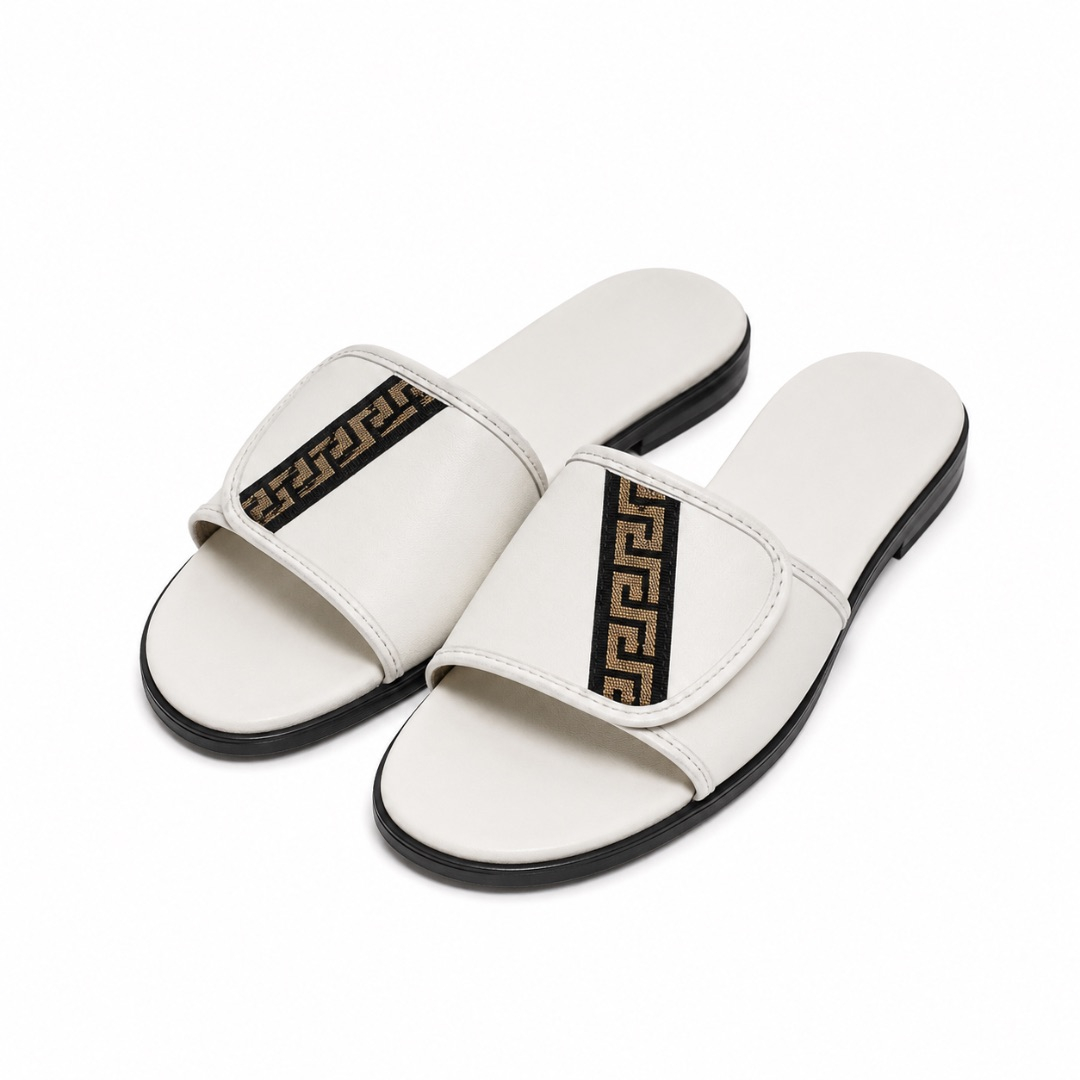 Luxury White Designer Slide Sandals