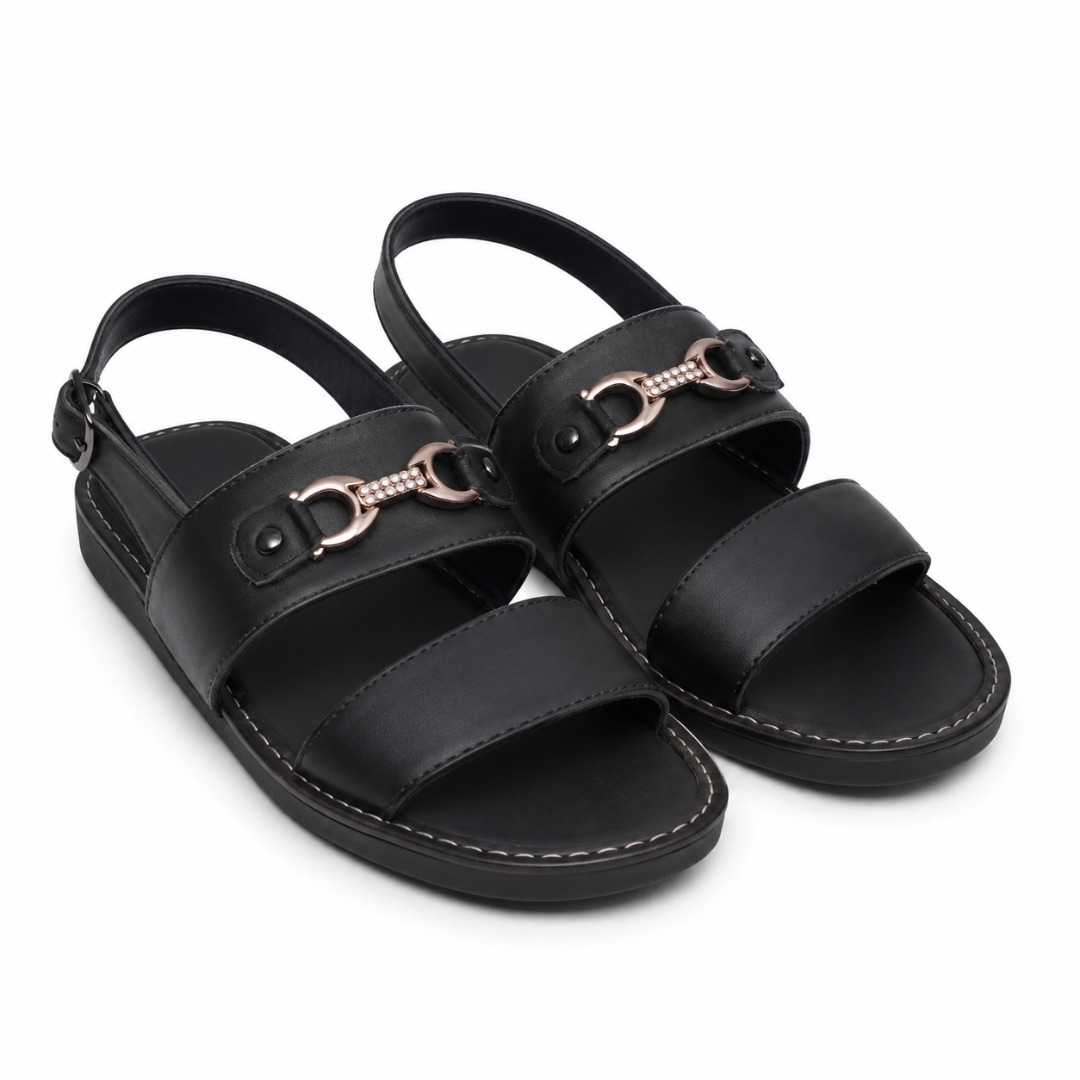Luxury Classic Black Double Strap Sandals