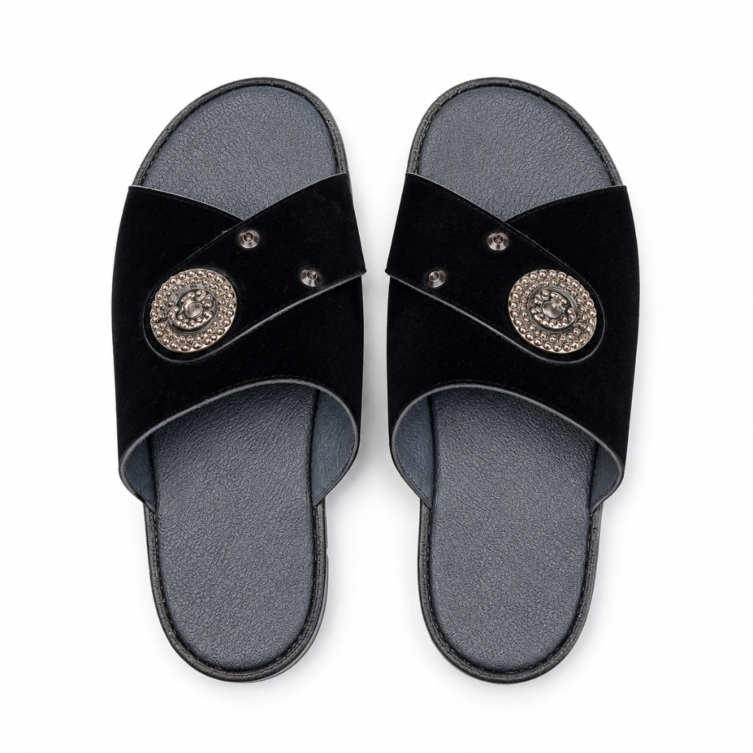 Luxury Black Cross Strap Designer Slippers