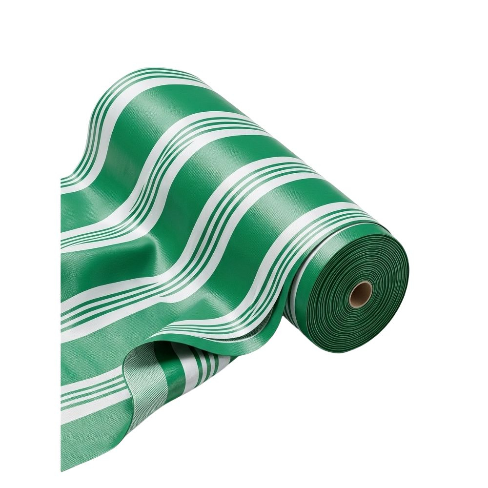 Premium Green and White Striped Leather Material