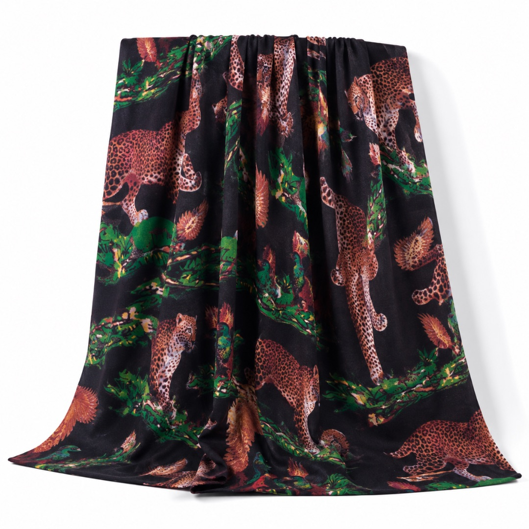 Luxury Black Royal Leopard Safari Traditional fenico Fabric