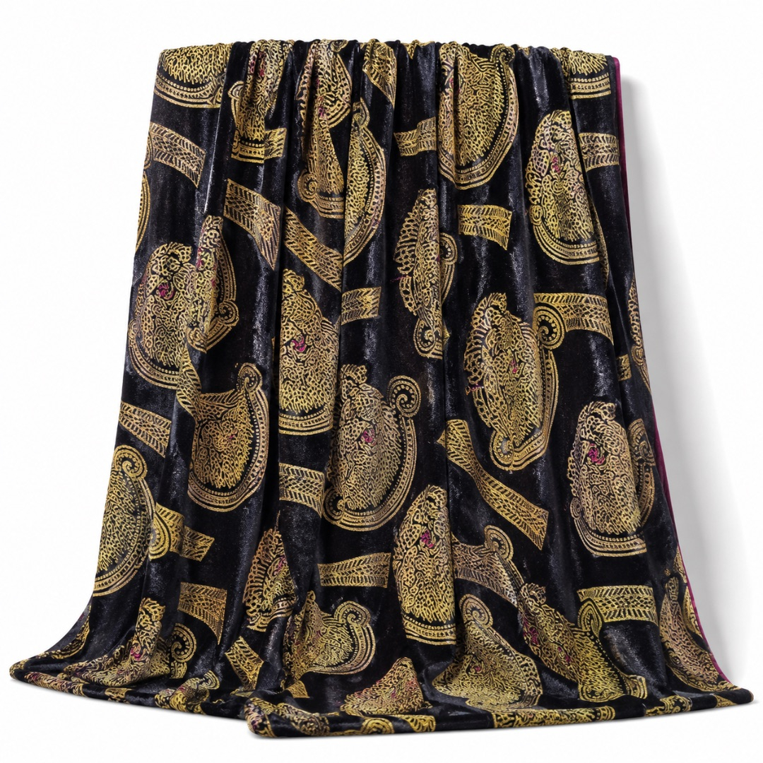 Luxury Black Gold Royal Paisley Traditional Fenico Fabric