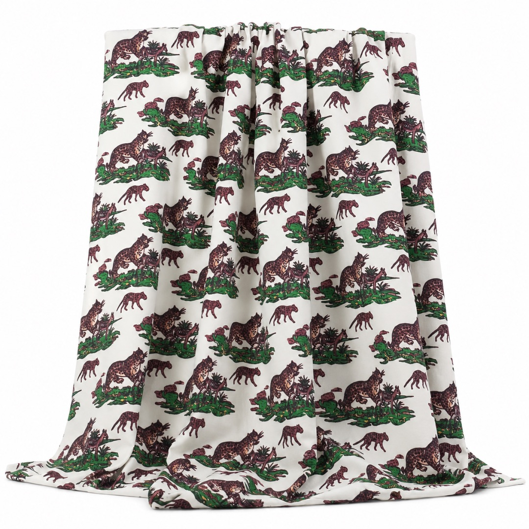 Luxury White Safari Leopard Traditional Fenico Fabric