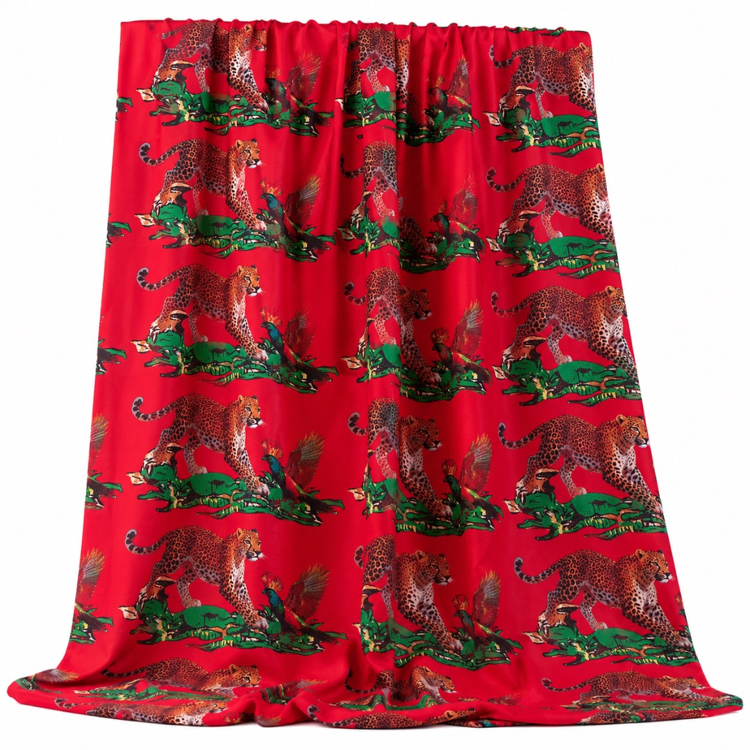 Luxury Red Royal Leopard Safari Traditional Fenico Fabric