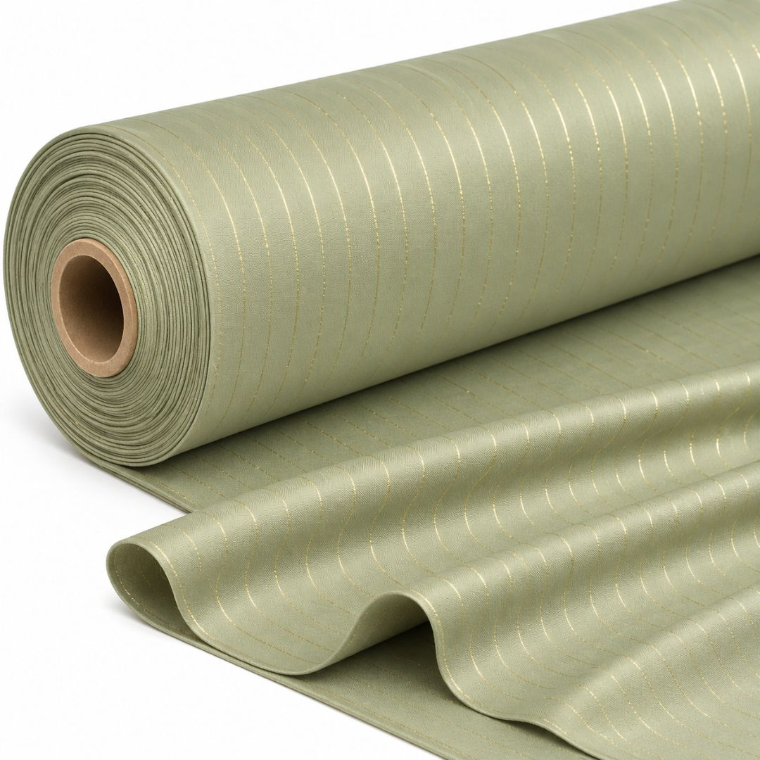 Premium Sage Green Striped Fabric