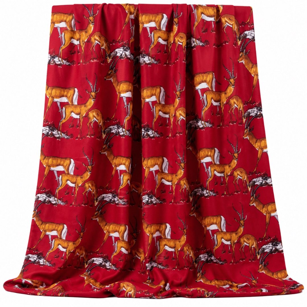 Luxury Red Royal Antelope Safari Traditional fenico Fabric