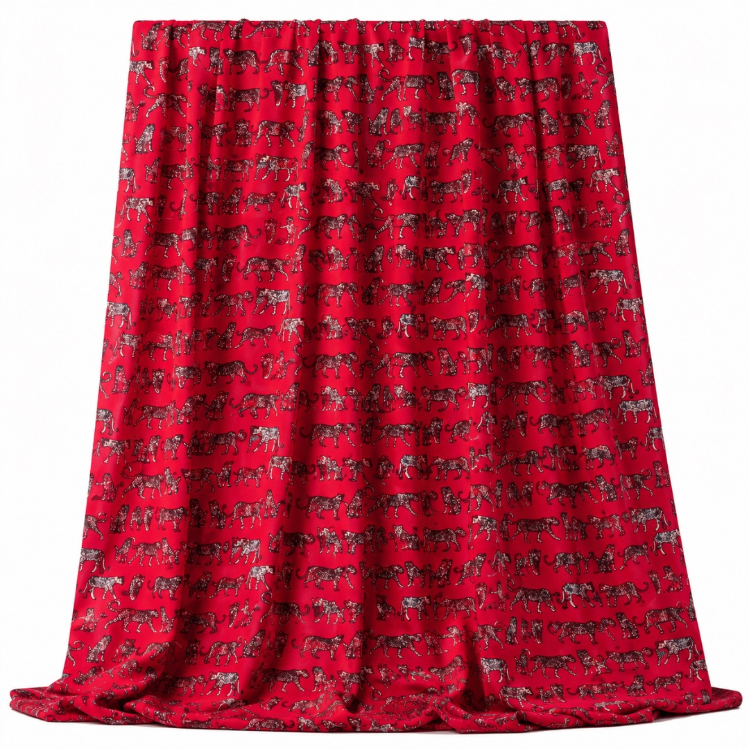 Luxury Red Mini Leopard Traditional fenico Fabric
