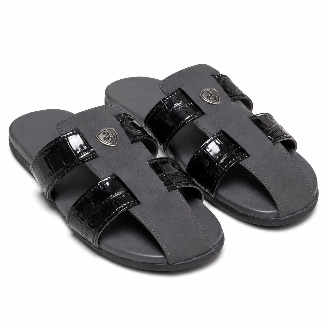 Luxury  Black Gladiator Cross Strap Slide Sandals