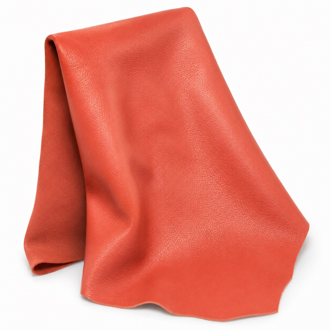 Premium Coral Orange Smooth Grain Synthetic Leather Material