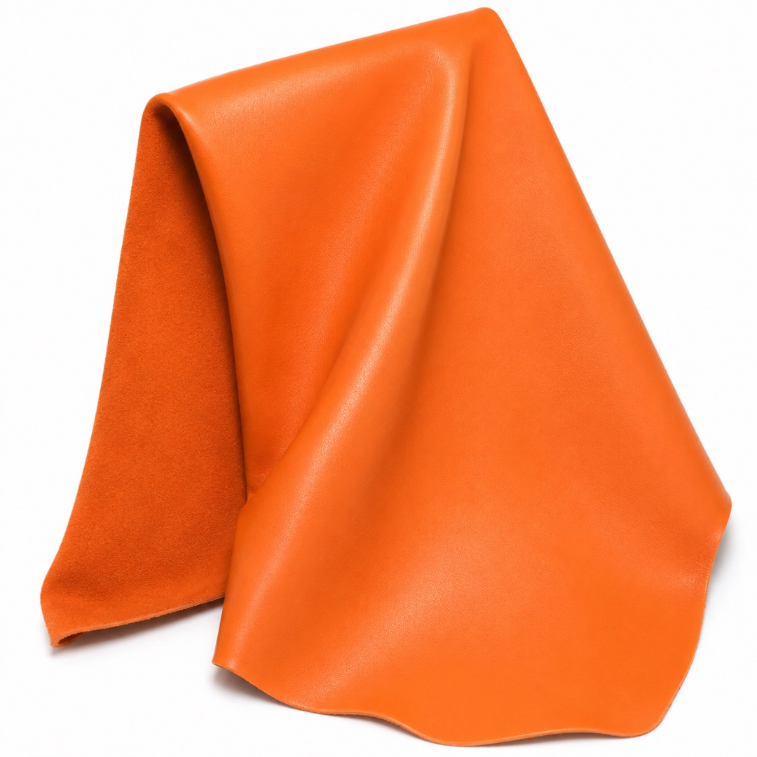 Premium Peach Orange Smooth Synthetic Leather Material