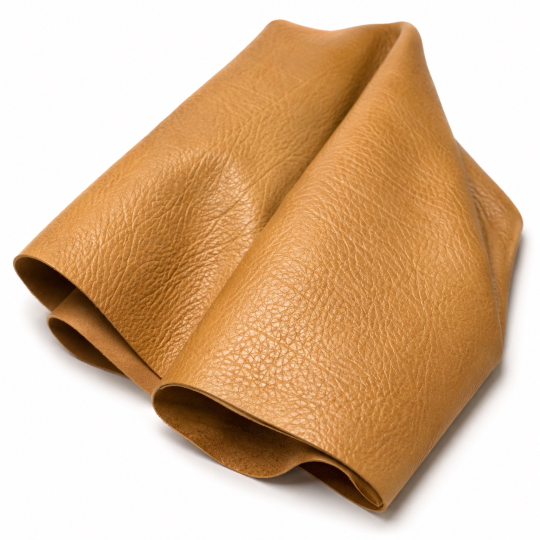 Premium Mustard Tan Pebbled Synthetic Leather Material