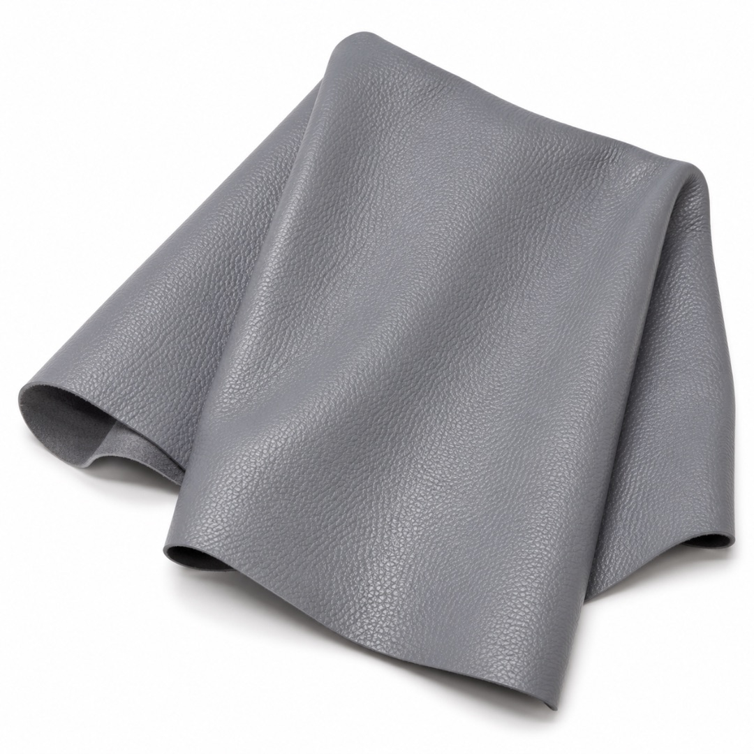 Premium Light Grey Pebbled Synthetic Leather Material