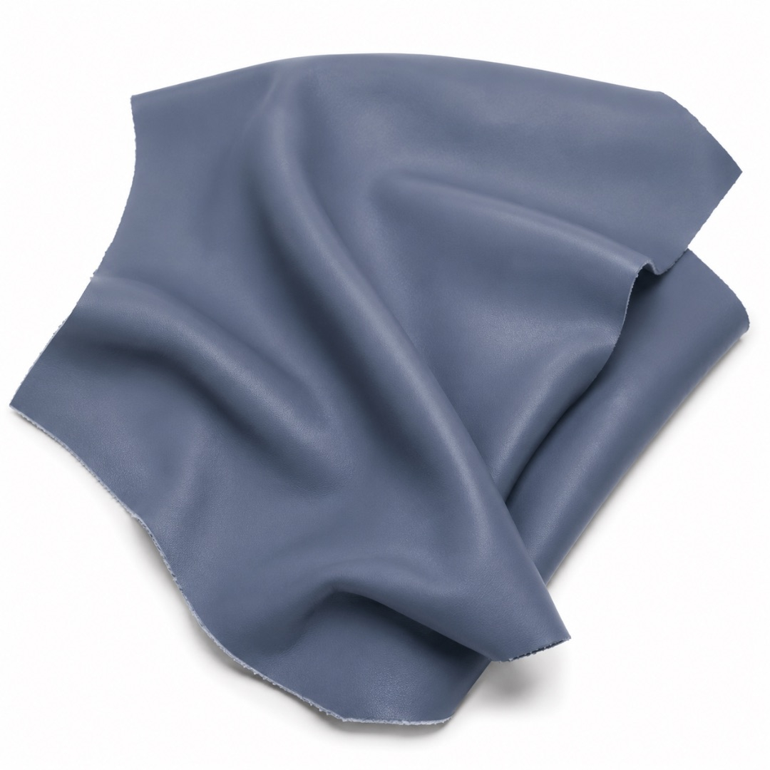 Premium Steel Blue Smooth Synthetic Leather Material
