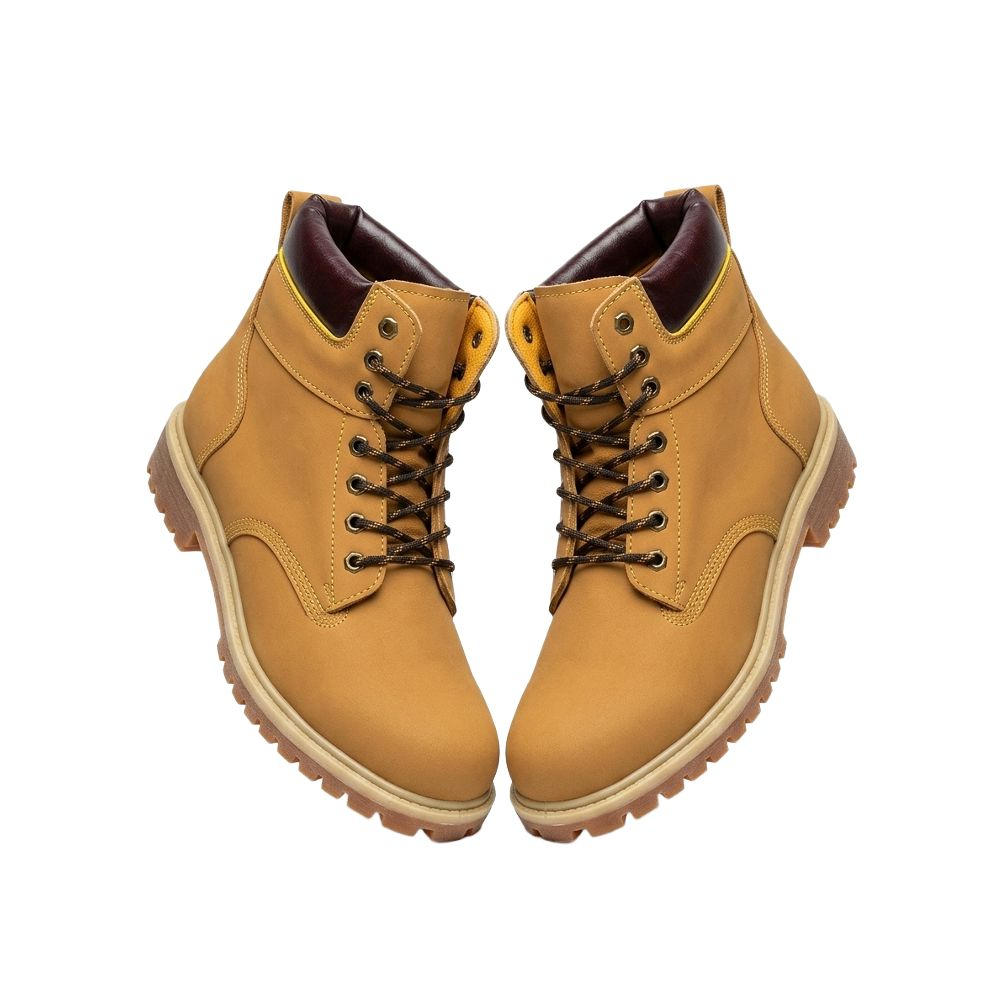 Wheat Tan Leather Work Boots with Padded Collar