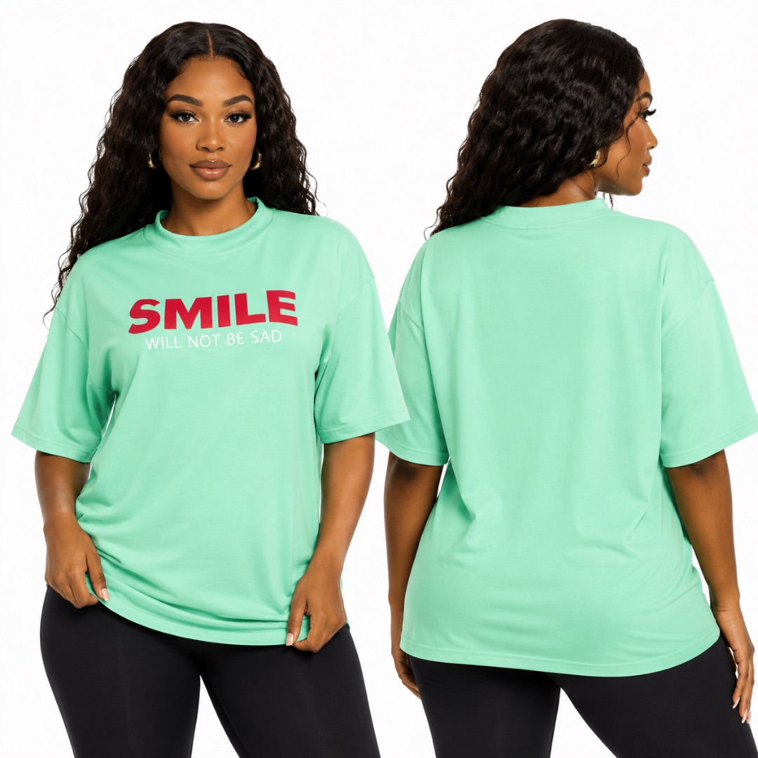 Premium Mint Green Graphic Print Round Neck T Shirt