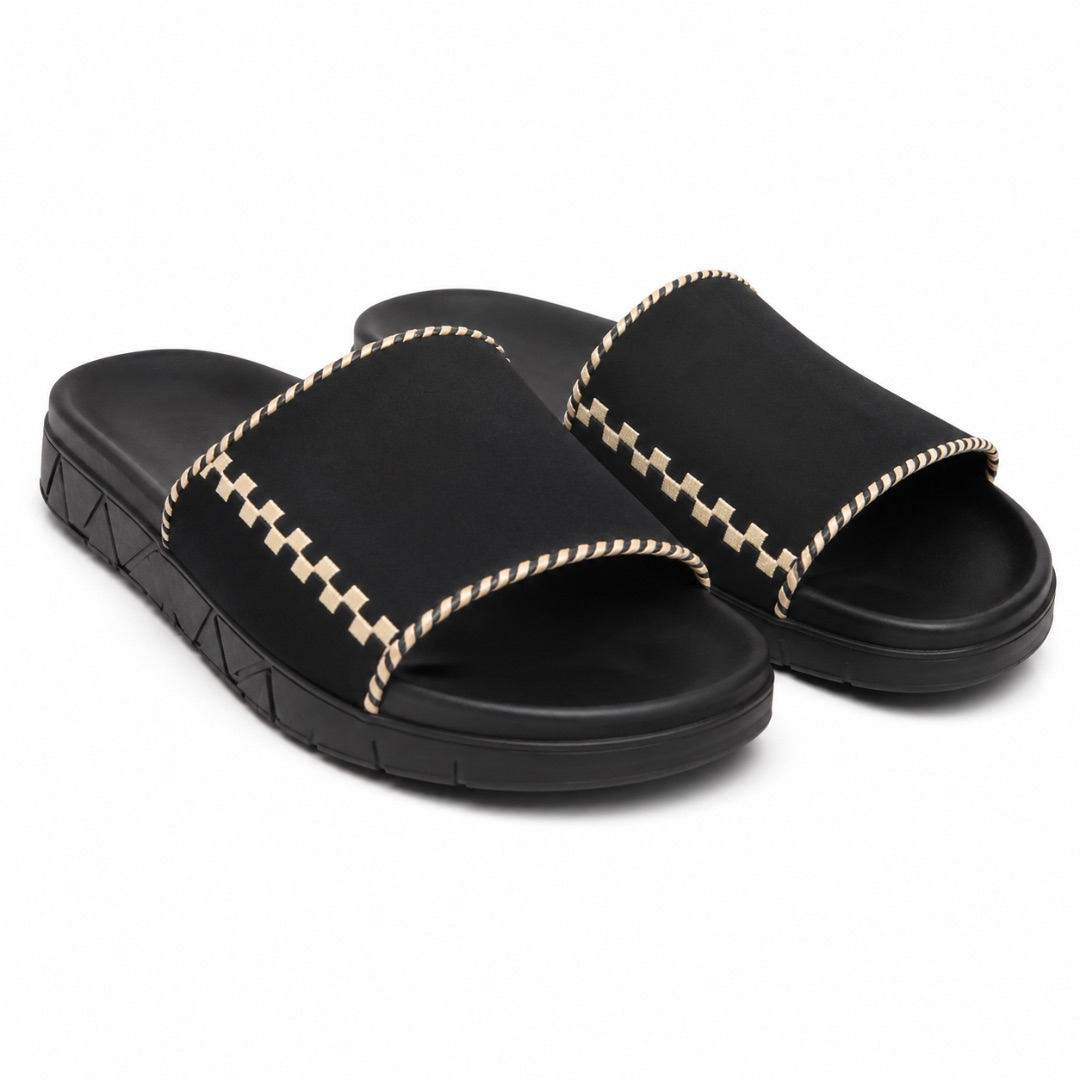 Premium Black Comfort Slide Slippers