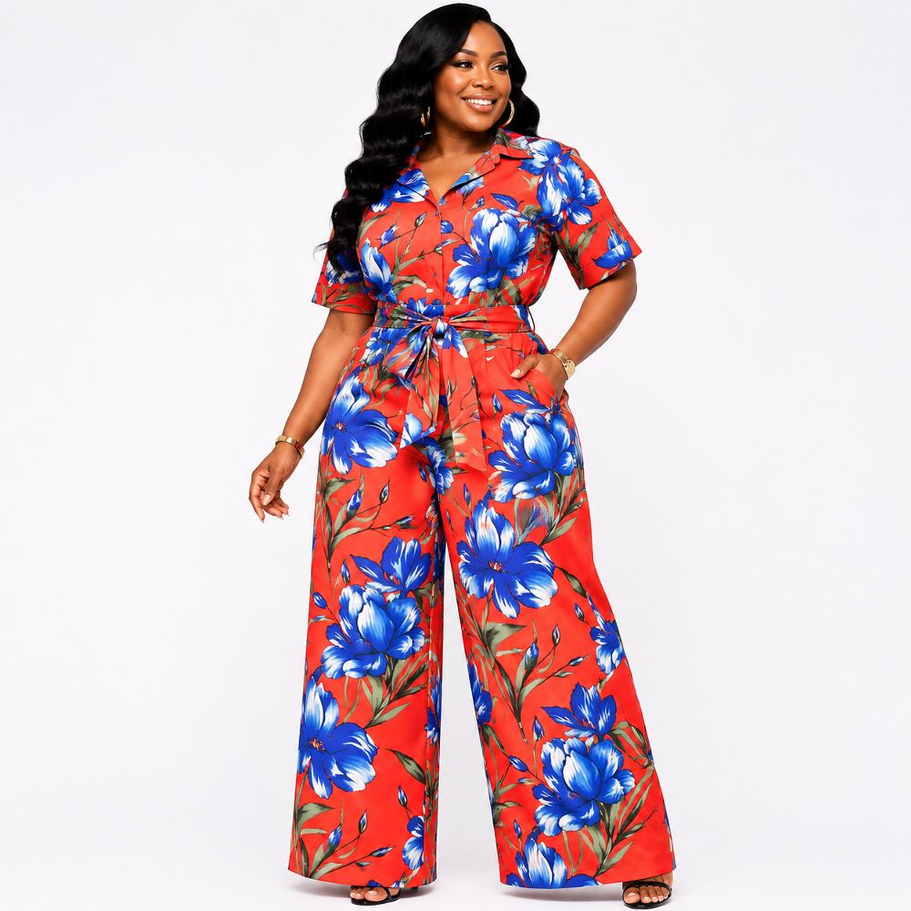Coral Floral Ankara Fabric