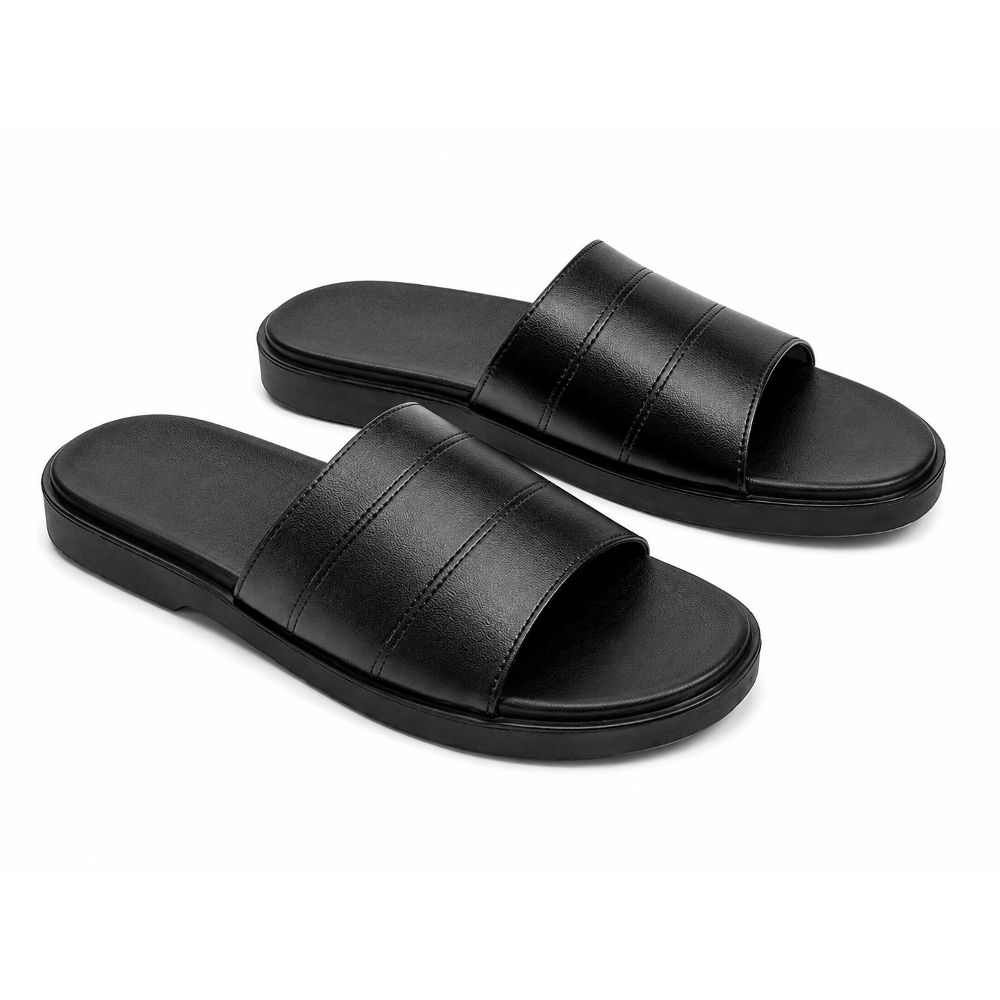 Mens Black Slip On Slide Sandals