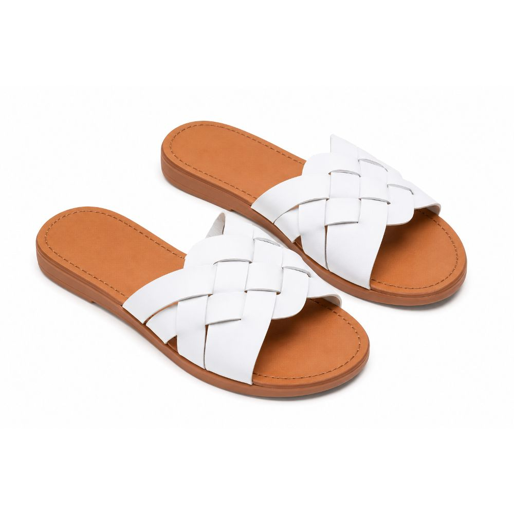 Quality Woven Cross Strap Slide Sandal