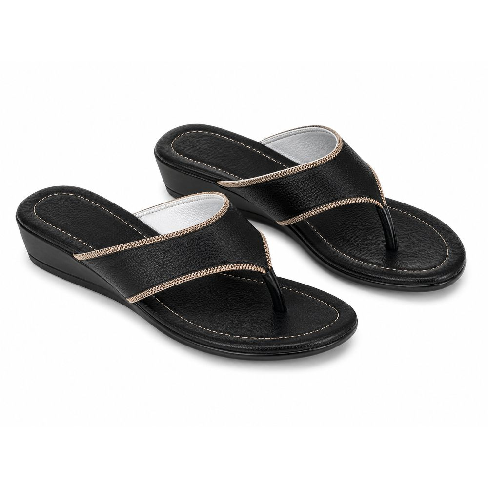 Womens Low Wedge Toe Post Comfort Sandal