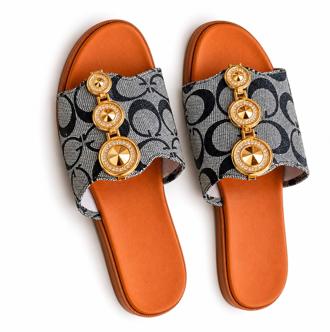 Monogram Flat Slide Sandals