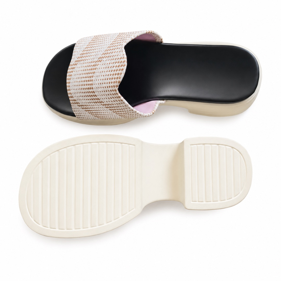 Woven Pattern Platform Slide Sandals