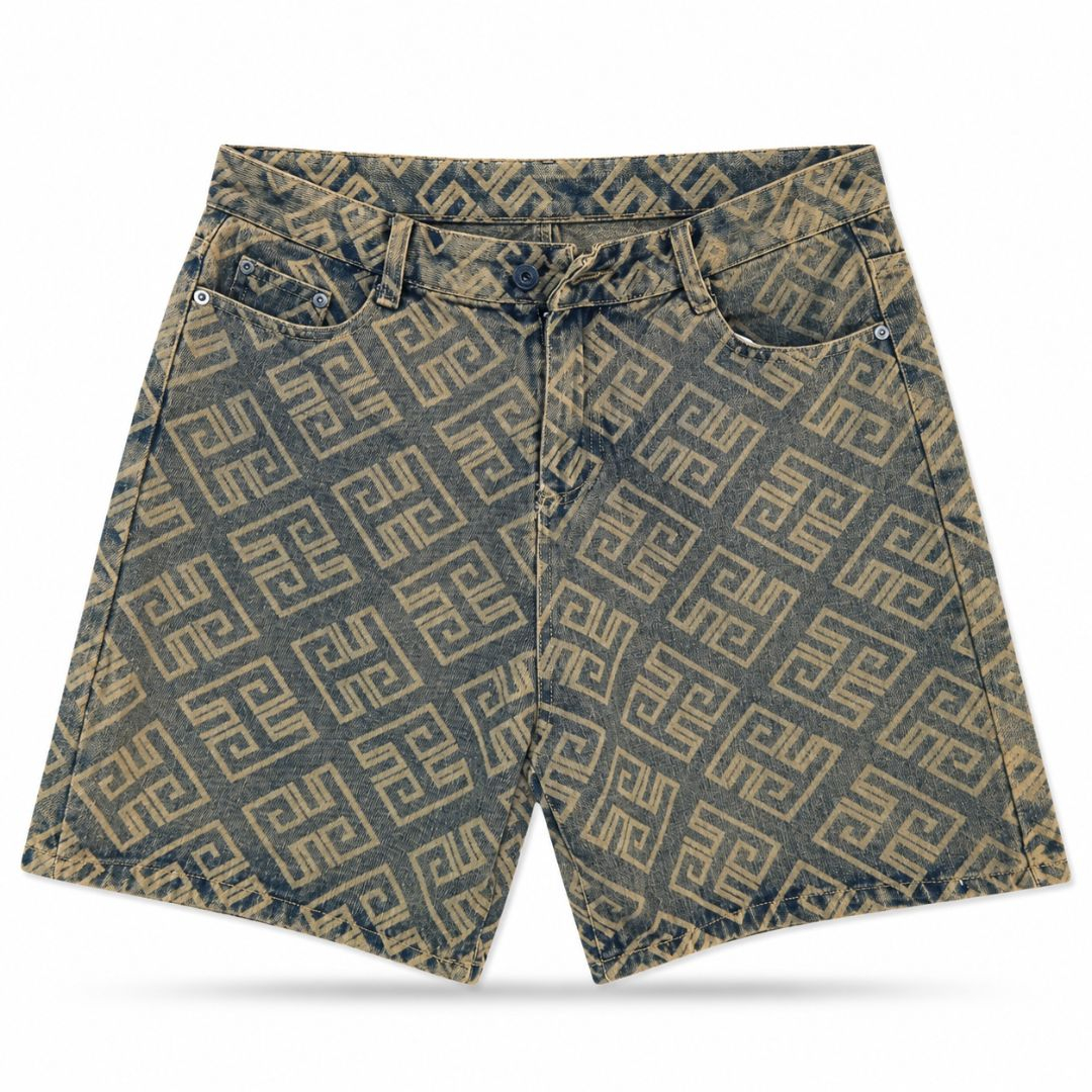 Quality Men Luxury Monogram Denim Shorts