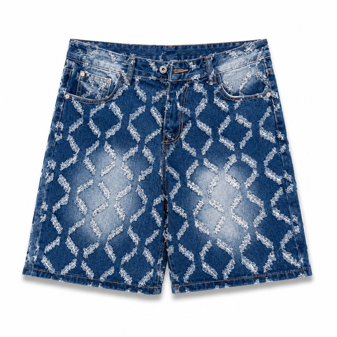 Premium Men Patterned Denim Shorts