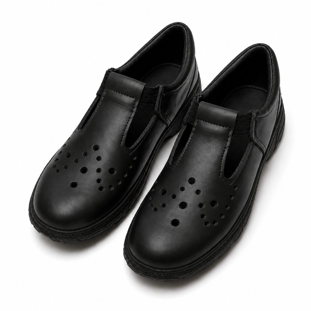 Black Kortina School Shoes for Boys and Girls