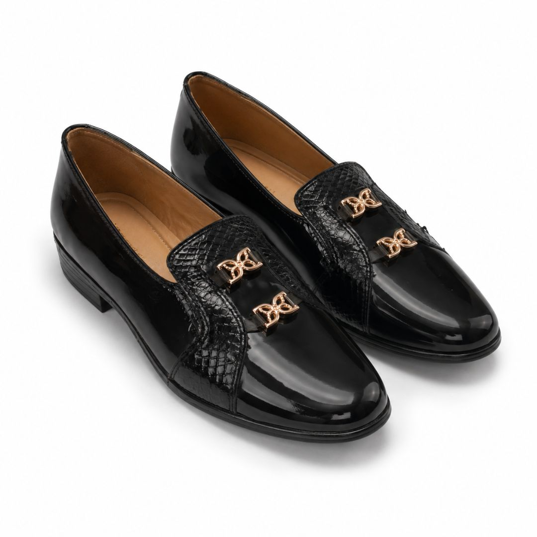 Mens Black Textured Slip On Dress Shoes