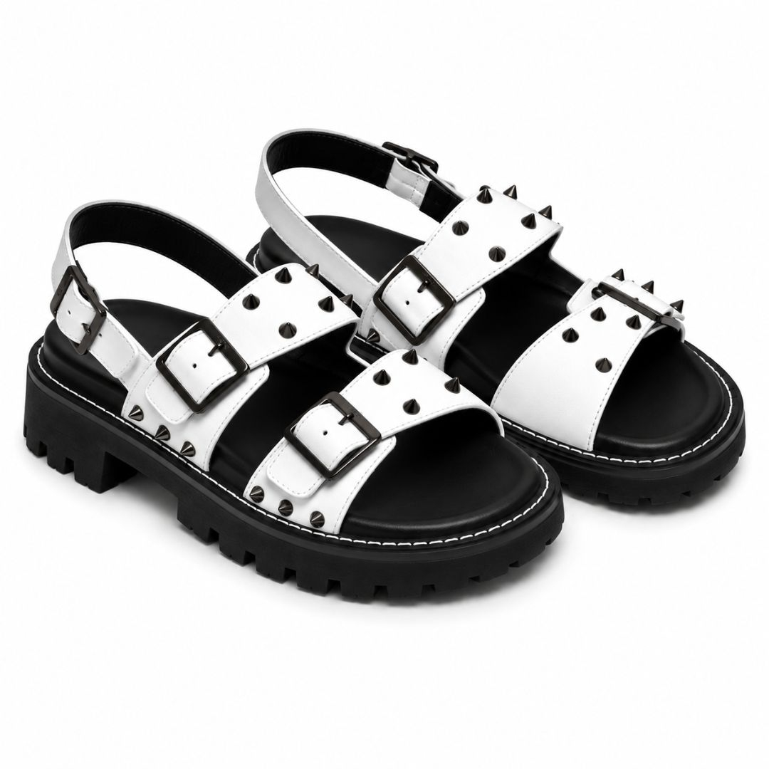 Mens Studded Double Strap Comfort Sandals