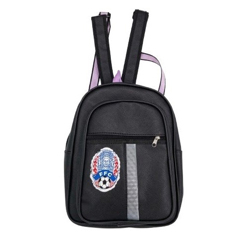 Compact Black Backpack with Textured Leather like Finish