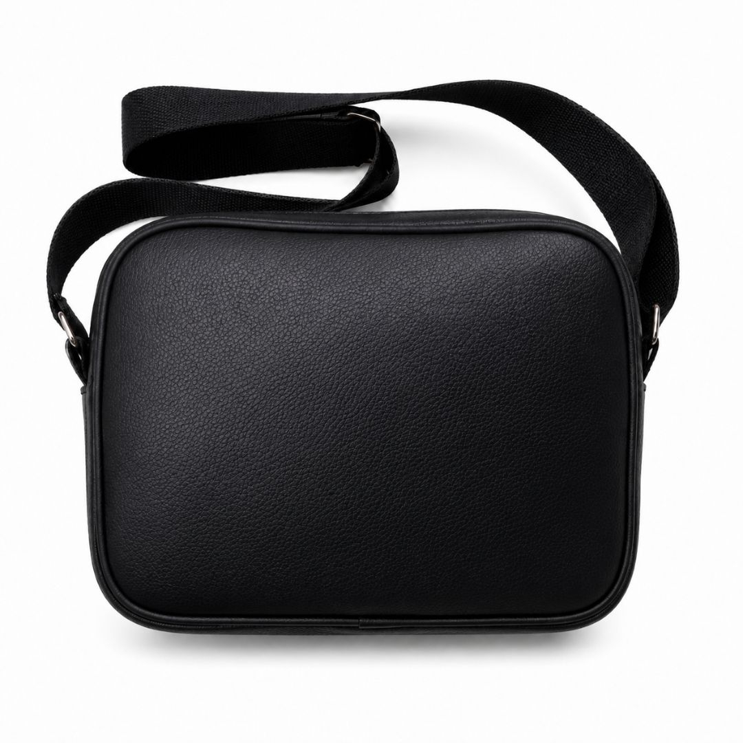 Premium Black Faux Leather Crossbody Bag