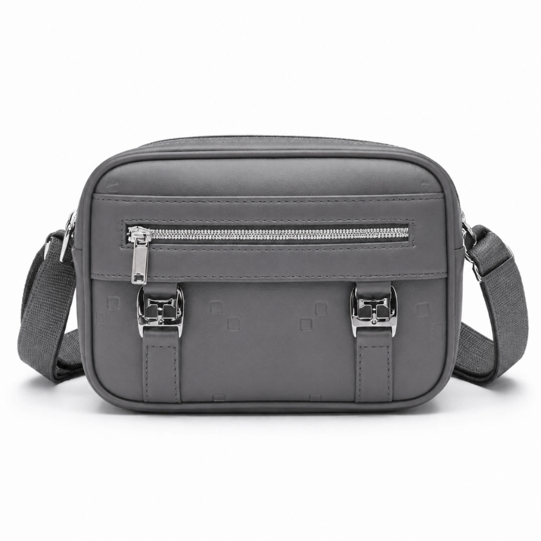 Grey Luxury  embossed Crossbody  leather Bag