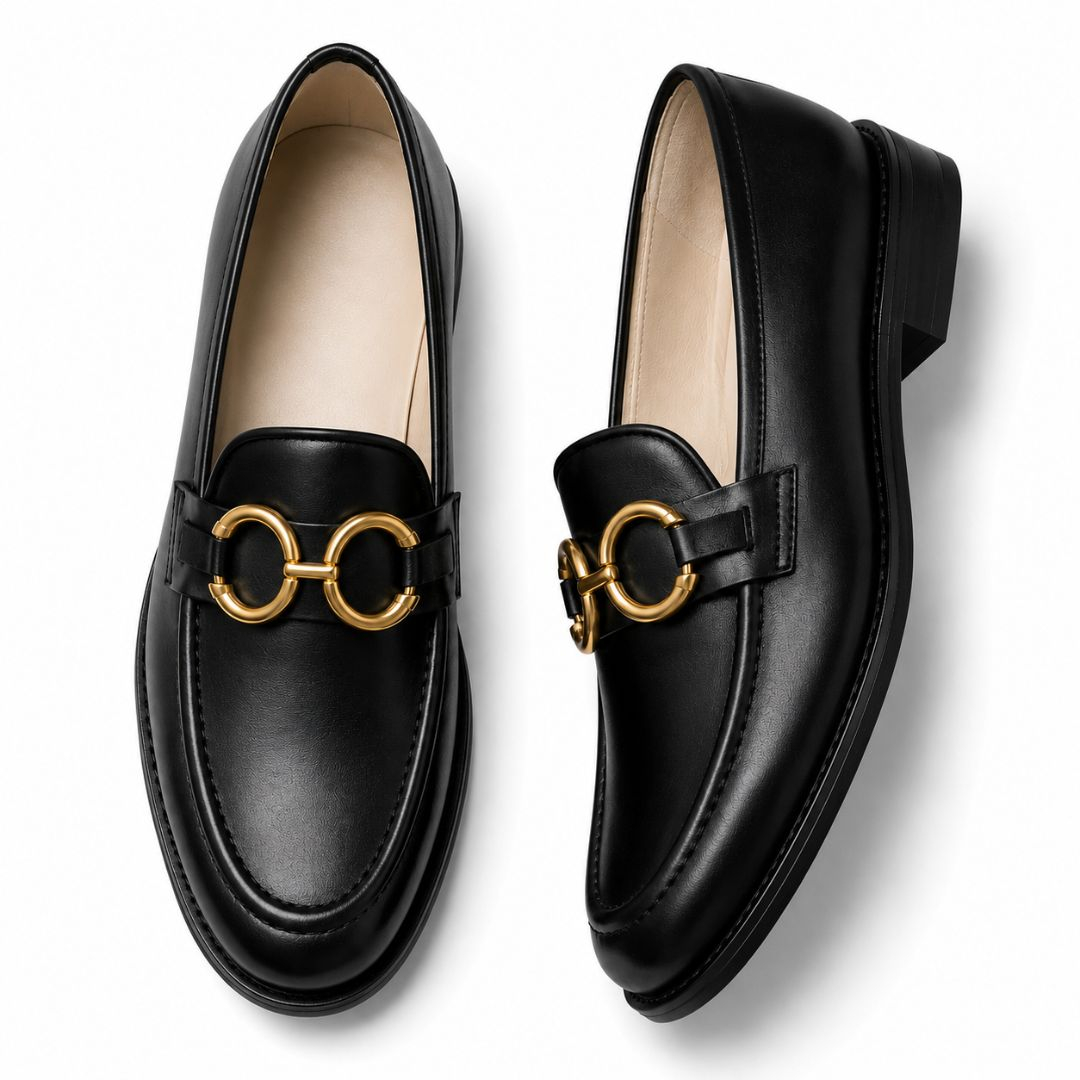 Classic Black Leather Horsebit Loafers