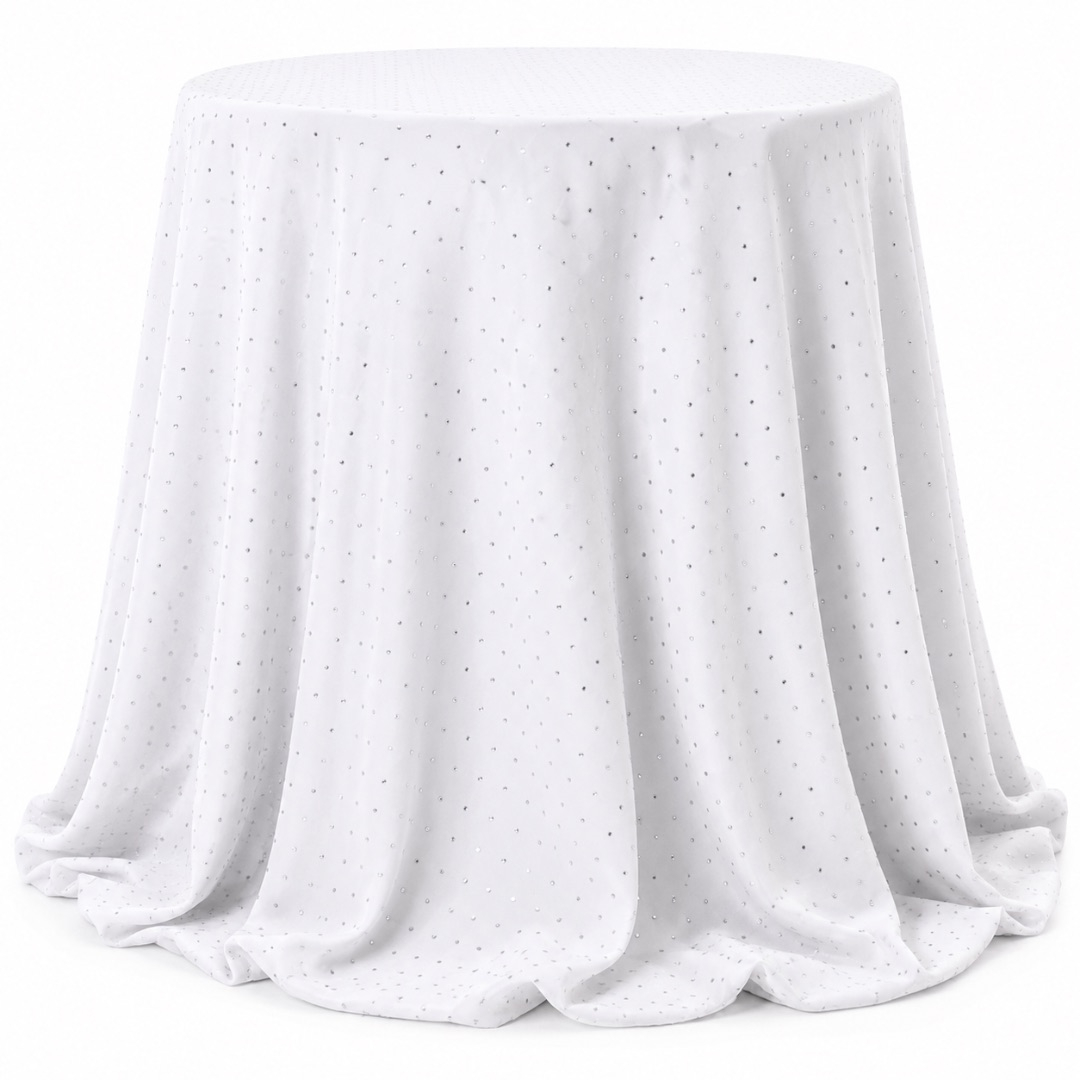 White Shimmering Diamante Fabric