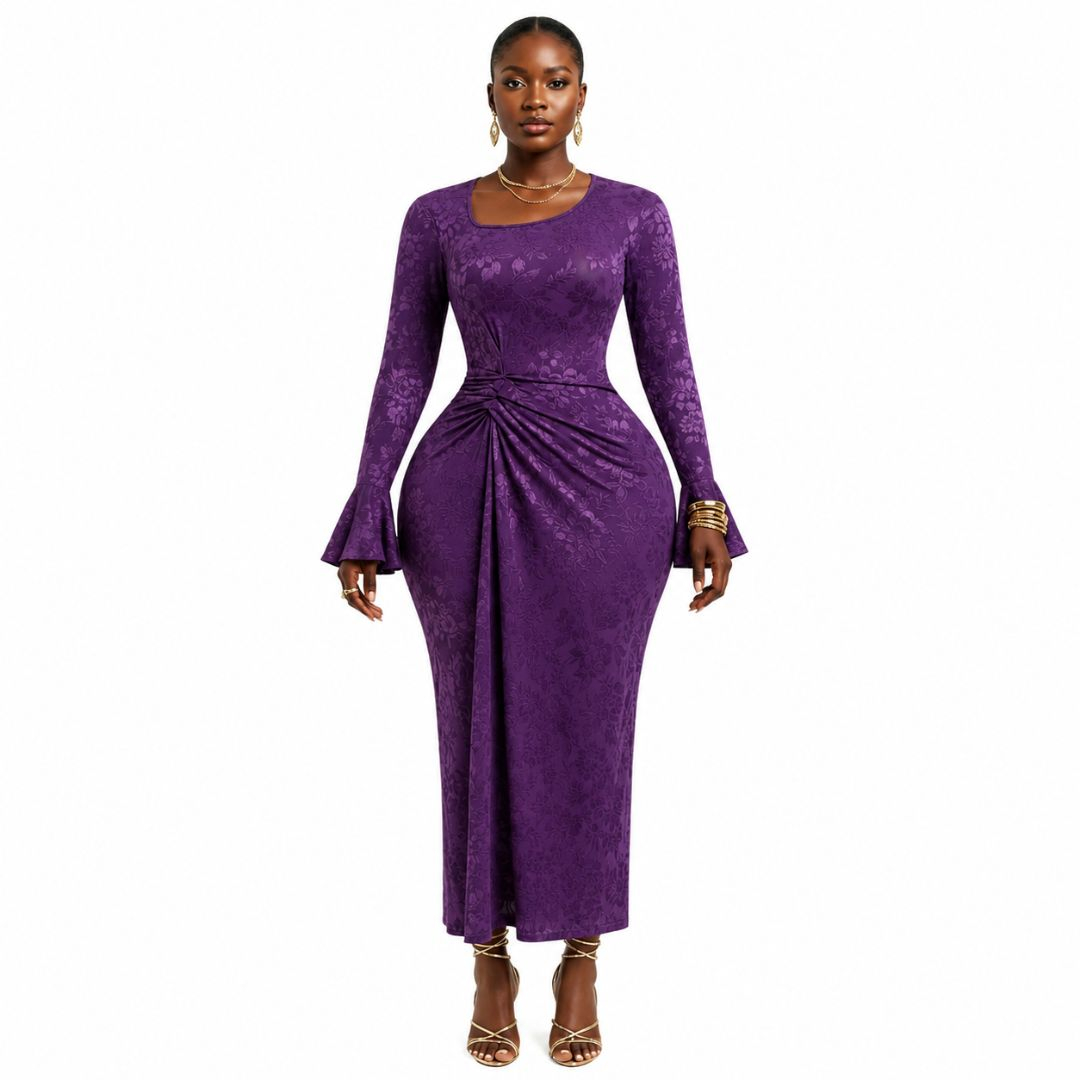 Floral Patterned Long Sleeve Dresses for Women